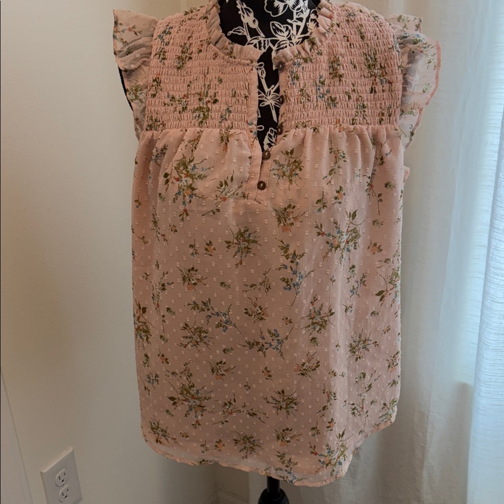 LOFT Floral Blouse in Light Pink